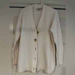 LOFT Ivory Ribbed Cardigan